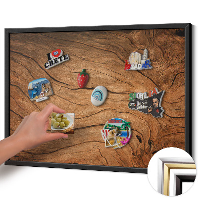 Tableau magnétique avec cadre noir Texture bois craquelée
