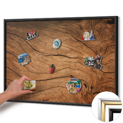 Tableau magnétique avec cadre noir Texture bois craquelée