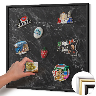 Tableau magnétique avec cadre noir Marbre noir élégant