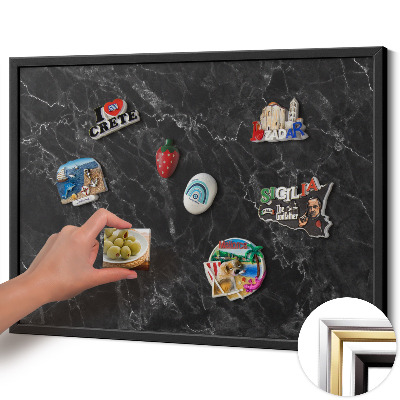 Tableau magnétique avec cadre noir Marbre noir élégant