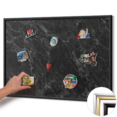 Tableau magnétique avec cadre noir Marbre noir élégant