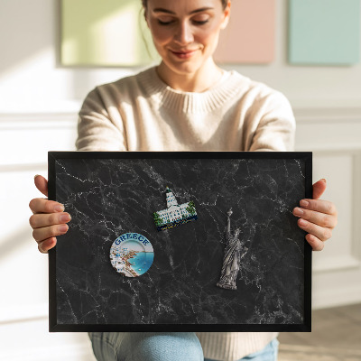 Tableau magnétique avec cadre noir Marbre noir élégant