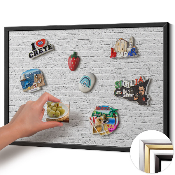 Tableau magnétique avec cadre noir Mur en briques clair