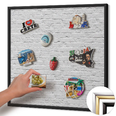 Tableau magnétique avec cadre noir Mur en briques clair
