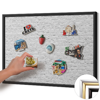 Tableau magnétique avec cadre noir Mur en briques clair