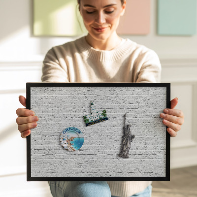Tableau magnétique avec cadre noir Mur en briques clair