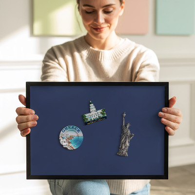 Tableau magnétique avec cadre noir Couleur bleu marine