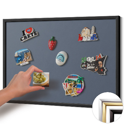 Tableau magnétique avec cadre noir Couleur gris froid