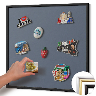 Tableau magnétique avec cadre noir Couleur gris froid