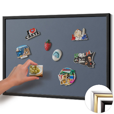 Tableau magnétique avec cadre noir Couleur gris froid