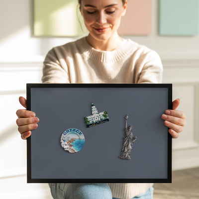Tableau magnétique avec cadre noir Couleur gris froid