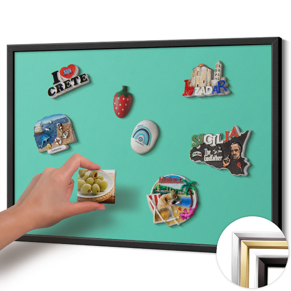 Tableau magnétique avec cadre noir Couleur menthe