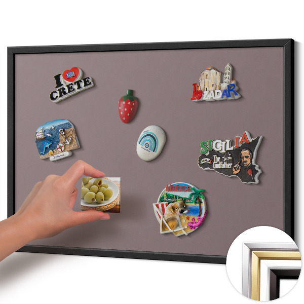 Tableau magnétique avec cadre noir Couleur marron clair