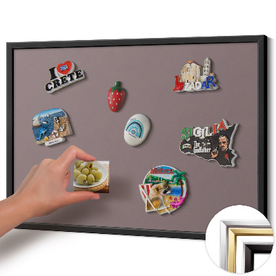 Tableau magnétique avec cadre noir Couleur marron clair