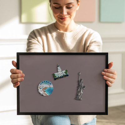 Tableau magnétique avec cadre noir Couleur marron clair