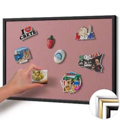 Tableau magnétique avec cadre noir Couleur rose pastel