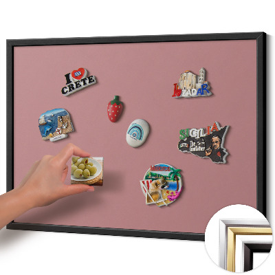 Tableau magnétique avec cadre noir Couleur rose pastel