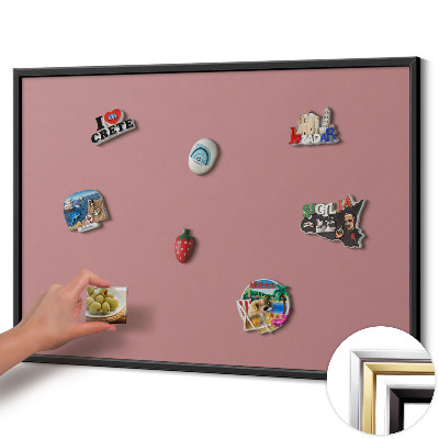 Tableau magnétique avec cadre noir Couleur rose pastel