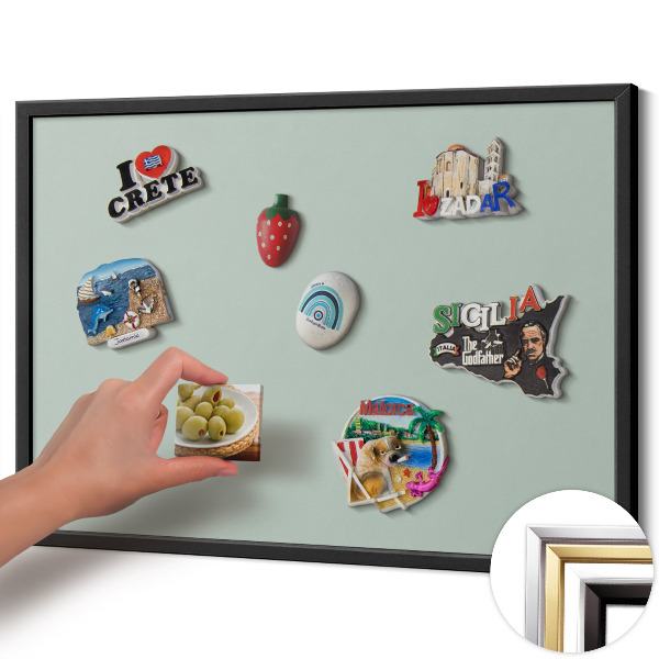 Tableau magnétique avec cadre noir Couleur aigue-marine