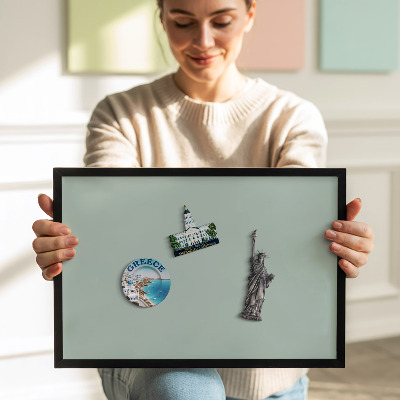 Tableau magnétique avec cadre noir Couleur aigue-marine