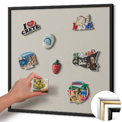 Tableau magnétique avec cadre noir Couleur crème