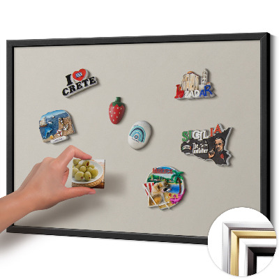 Tableau magnétique avec cadre noir Couleur crème