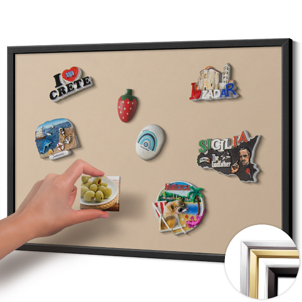 Tableau magnétique avec cadre noir Couleur beige