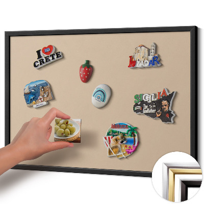 Tableau magnétique avec cadre noir Couleur beige