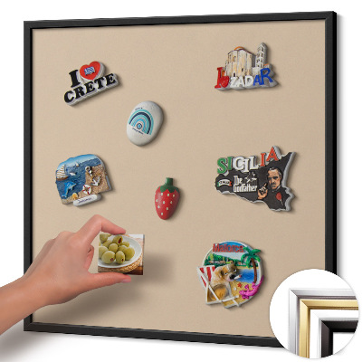 Tableau magnétique avec cadre noir Couleur beige