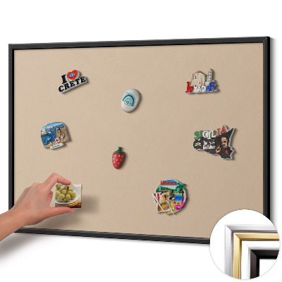 Tableau magnétique avec cadre noir Couleur beige