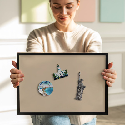 Tableau magnétique avec cadre noir Couleur beige
