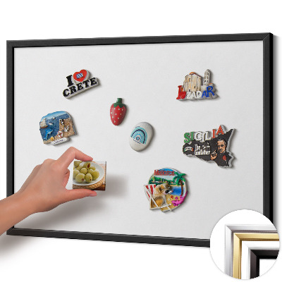 Tableau magnétique avec cadre noir Couleur blanche