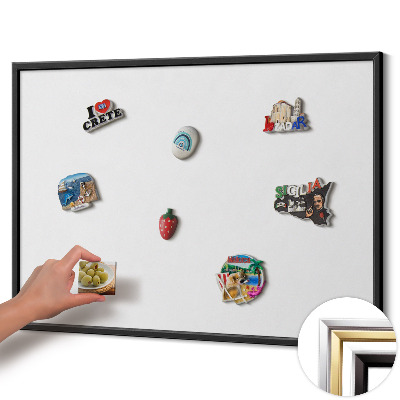 Tableau magnétique avec cadre noir Couleur blanche