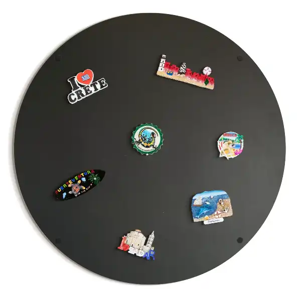 Tableau pour aimants de voyage rond de couleur noire