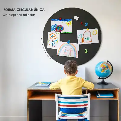 Tableau pour aimants de voyage rond de couleur noire