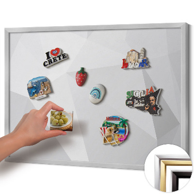 Tableau magnétique avec cadre argenté Fond géométrique 3D