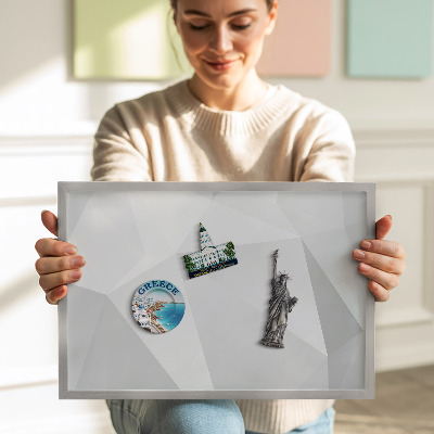 Tableau magnétique avec cadre argenté Fond géométrique 3D