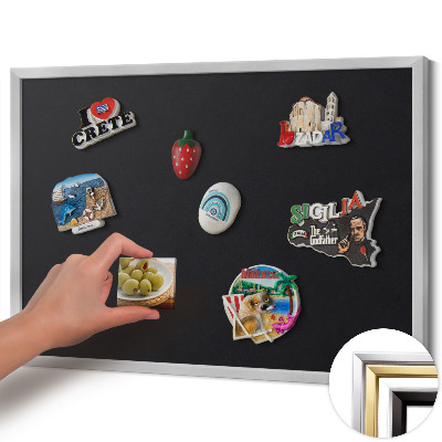 Tableau magnétique avec cadre argenté Couleur noire