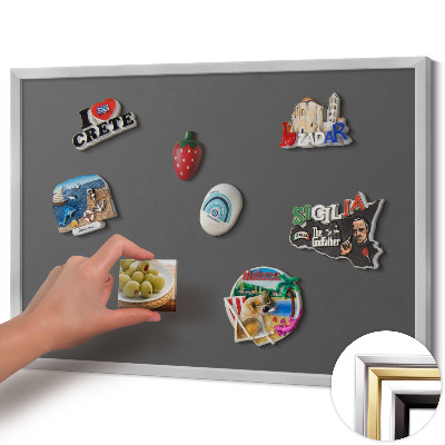 Tableau magnétique avec cadre argenté Couleur gris foncé