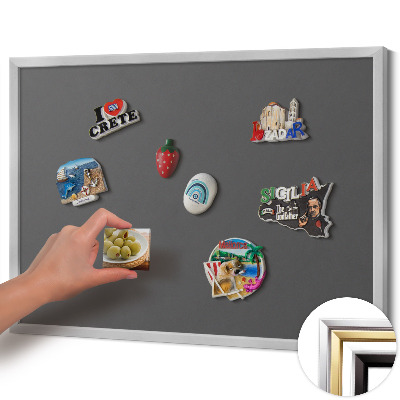 Tableau magnétique avec cadre argenté Couleur gris foncé