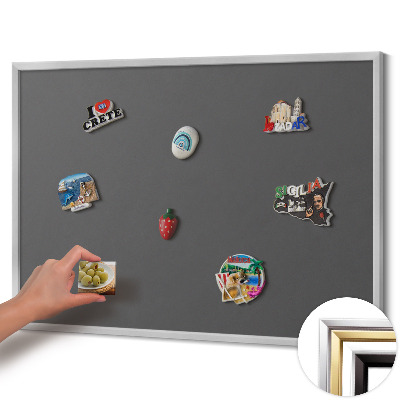 Tableau magnétique avec cadre argenté Couleur gris foncé