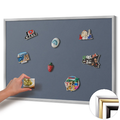 Tableau magnétique avec cadre argenté Couleur gris froid