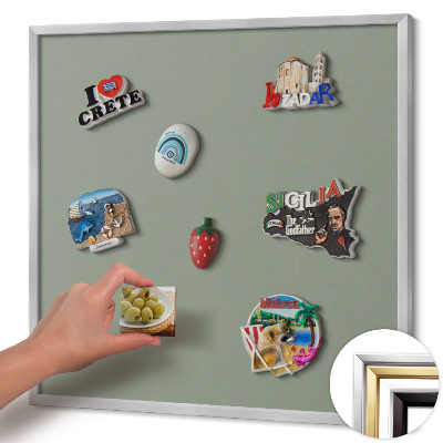 Tableau magnétique avec cadre argenté Couleur olive clair