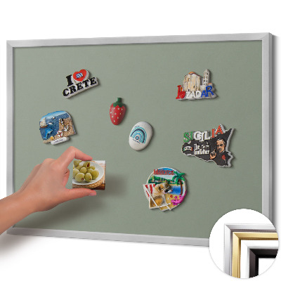 Tableau magnétique avec cadre argenté Couleur olive clair