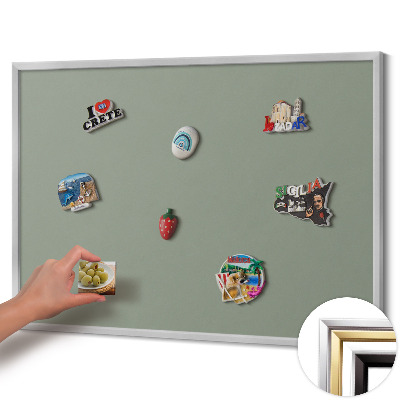 Tableau magnétique avec cadre argenté Couleur olive clair