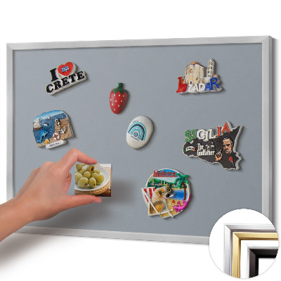Tableau magnétique avec cadre argenté Couleur grise