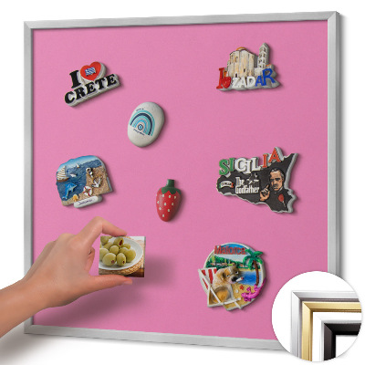 Tableau magnétique avec cadre argenté Couleur rose