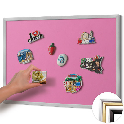 Tableau magnétique avec cadre argenté Couleur rose