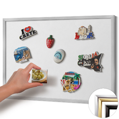 Tableau magnétique avec cadre argenté Couleur blanche