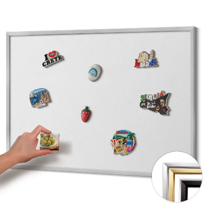 Tableau magnétique avec cadre argenté Couleur blanche